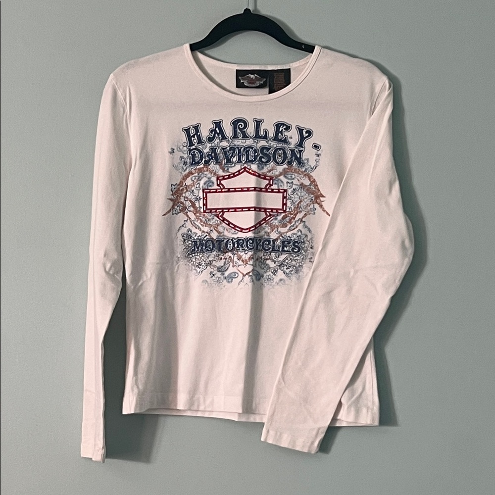 Harley-Davidson White and Blue Graphic Long Sleeve
